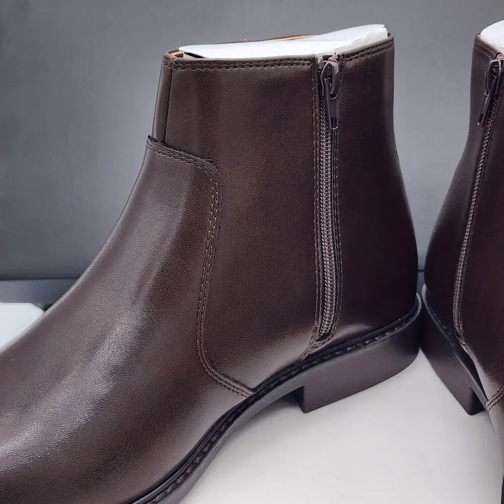 Alfani Liam Men’s Espresso Brown Side Zip Ankle Dress Boots Size 11.5 M